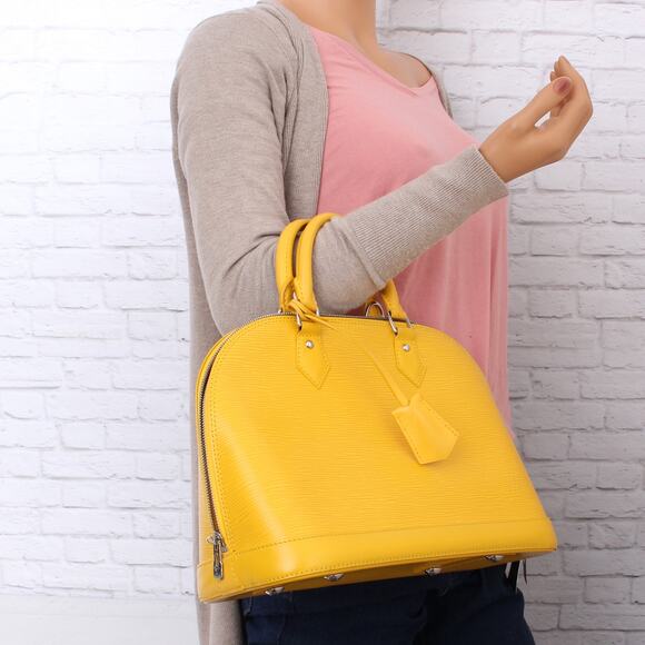 Louis Vuitton Alma PM Yellow Epi Satchel Leather Handbag Tote Purse A5470 - Picture 3 of 10